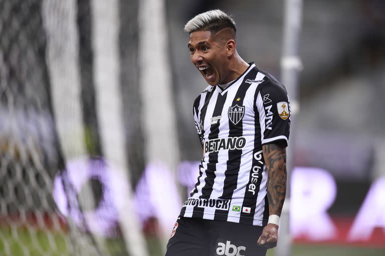 Matias Zaracho, de Atletico Mineiro de Brasil, festeja su gol contra River  por la Copa Libertadores 2021