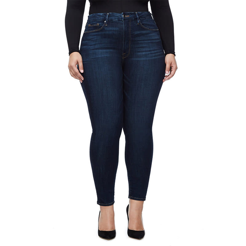 <p>This slimming high-rise skinny fits up to a size 24. Can you say universally flattering?</p> <p><a rel="nofollow noopener" href="https://rstyle.me/n/cwubd6chdw" target="_blank" data-ylk="slk:Good American Good Legs Jeans, $159;elm:context_link;itc:0;sec:content-canvas" class="link ">Good American Good Legs Jeans, $159</a></p>