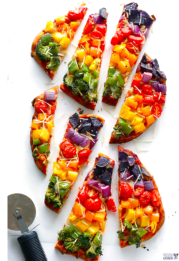 Rainbow Veggie Flatbread Pizza