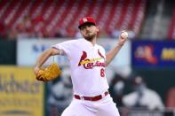 Aug 15, 2018; St. Louis, MO, USA; St. Louis Cardinals starting pitcher Austin Gomber (68) pitches during the first inning against the Washington Nationals at Busch Stadium. Mandatory Credit: Jeff Curry-USA TODAY Sports