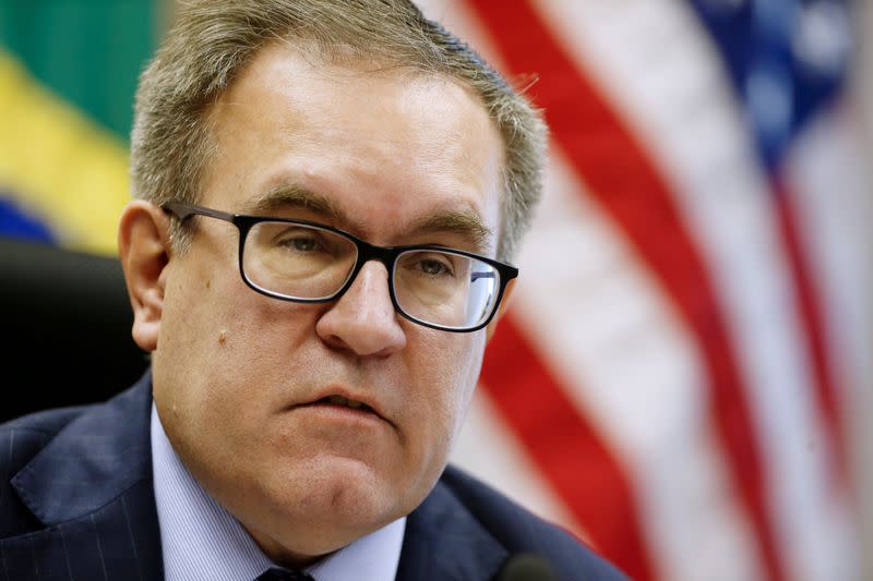 FILE PHOTO: U.S. Environmental Protection Agency Administrator Andrew Wheeler speaks during a ceremony to sign a memorandum of understanding on cooperation in urban sustainability in Brasilia