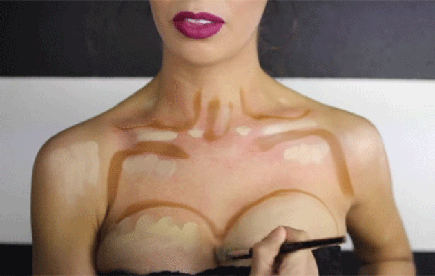 Boob highlighting and contouring. Photo: YouTube