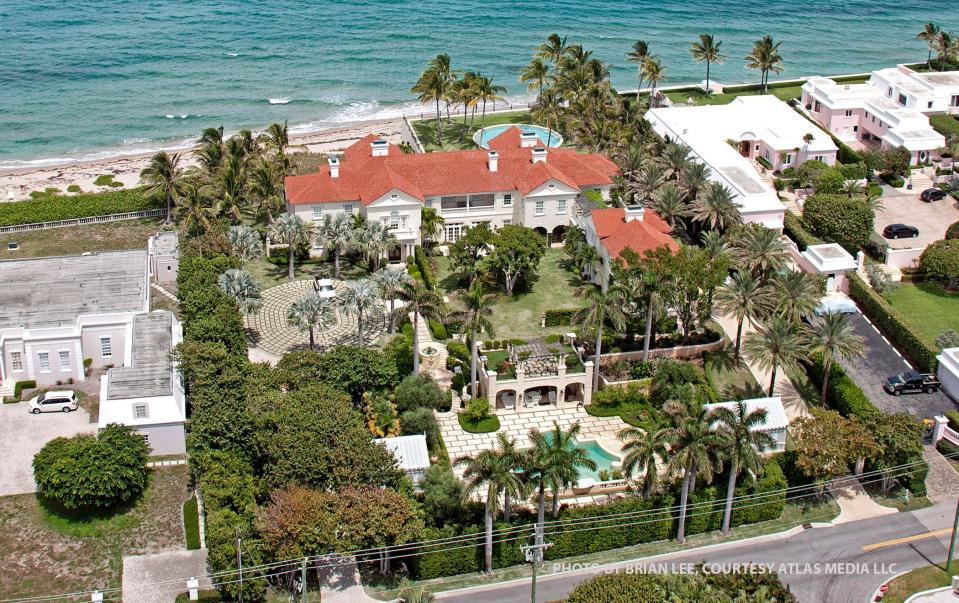 Philadelphia Phillies principal owner John S. Middleton and his wife, Leigh, use this seaside mansion at 947 N. Ocean Blvd. for seasonal visits to Palm Beach. The estate's 2023 property tax bill came in at $1.07 million.