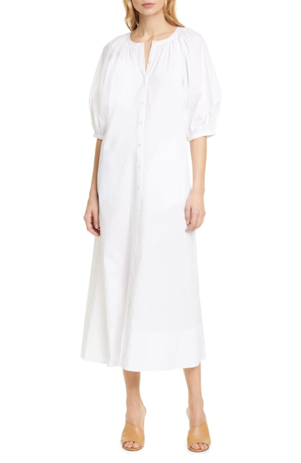 <p><strong>Staud Vincent Puff Sleeve Maxi Dress, $176.25 (from $235), <a href="https://rstyle.me/+IK6P5PE5zfXdoVZLzQ2CrA" rel="nofollow noopener" target="_blank" data-ylk="slk:available here;elm:context_link;itc:0;sec:content-canvas" class="link ">available here</a>: </strong>"A billowy white dress is a staple in the summer. Here's hoping I'll get to wear it out of my house come July." —Dara Prant, Market Editor</p>
