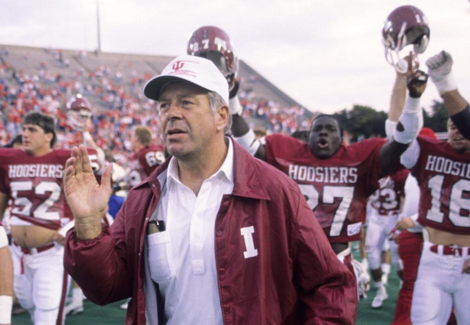 Former Indiana football coach Bill Mallory walks off the field after IU defeated Ohio State, 41-7, on Oct. 8, 1988, at Memorial Stadium in Bloomington. Phil Whitlow | Herald-Times 