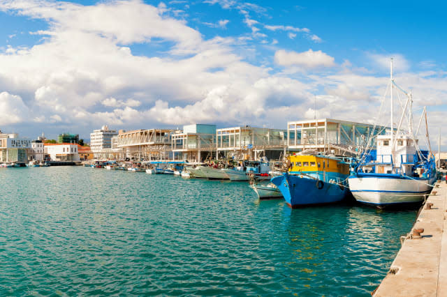 Fishing boats docked at newly constructed Limassol marina. Cyprus