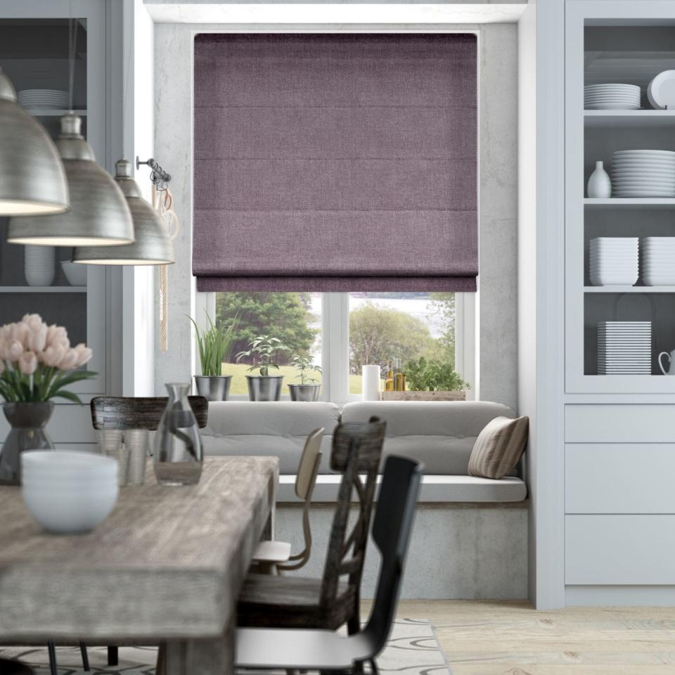 <p>Creating a space in the home for mindful moments, with soft cushions and throws made from natural fibres, makes it easier to remember to allow that restful time. A nook by the window also connects you to the outdoors as you sip your warming green tea from your favourite mug.</p><p><strong>Pictured: <em>Spectrum Violet Mist roman blind, from £28.75, Blinds 2 Go </em><a rel="nofollow noopener" href="https://www.blinds-2go.co.uk/roman-blinds/8419/spectrum-violet-mist.html" target="_blank" data-ylk="slk:BUY NOW;elm:context_link;itc:0;sec:content-canvas" class="link ">BUY NOW</a></strong></p>