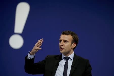 FILE PHOTO Emmanuel Macron, head of the political movement En Marche !, or Forward !, and candidate for the 2017 French presidential election, attends a political rally in Lille, France January 14, 2017. REUTERS/Pascal Rossignol/File