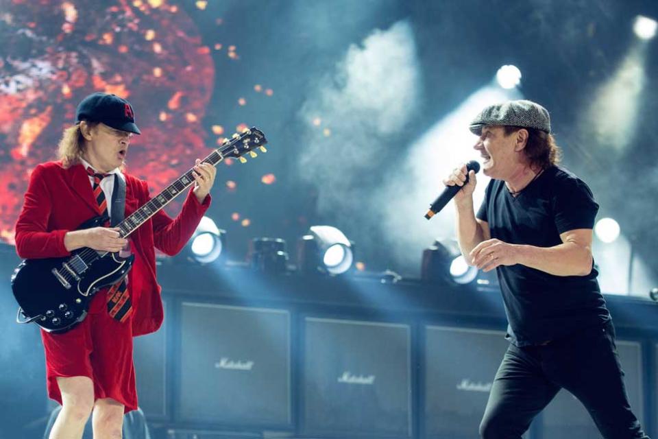 Angus Young and Brian Johnson onstage