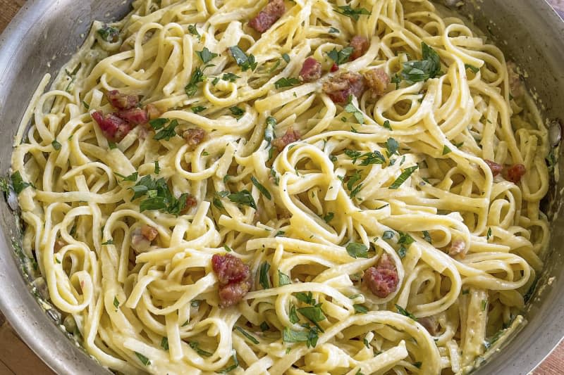 Rachael Ray carbonara recipe.