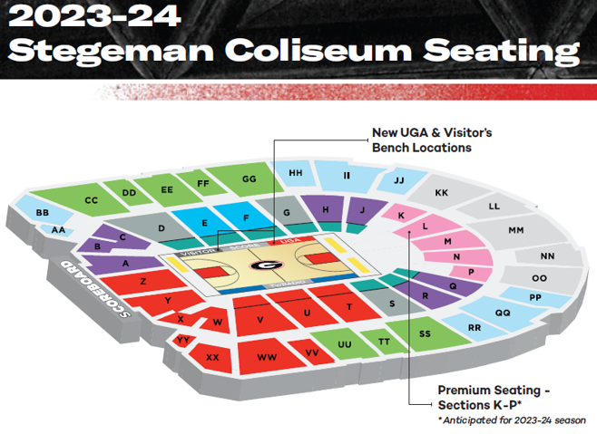 Stegeman Coliseum seating chart for 2023-2024