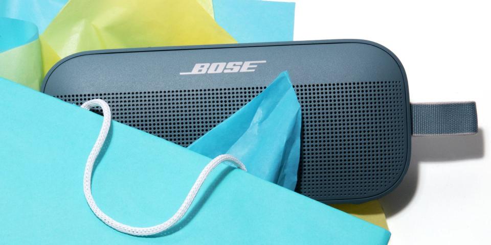 blue bose speaker in gift bag