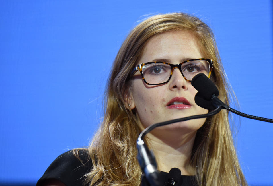 Alison Omens speaks onstage during the 2018 Concordia Annual Summit - Day 2 at Grand Hyatt New York on September 25, 2018 in New York City.  (Photo by Riccardo Savi/Getty Images for Concordia Summit)