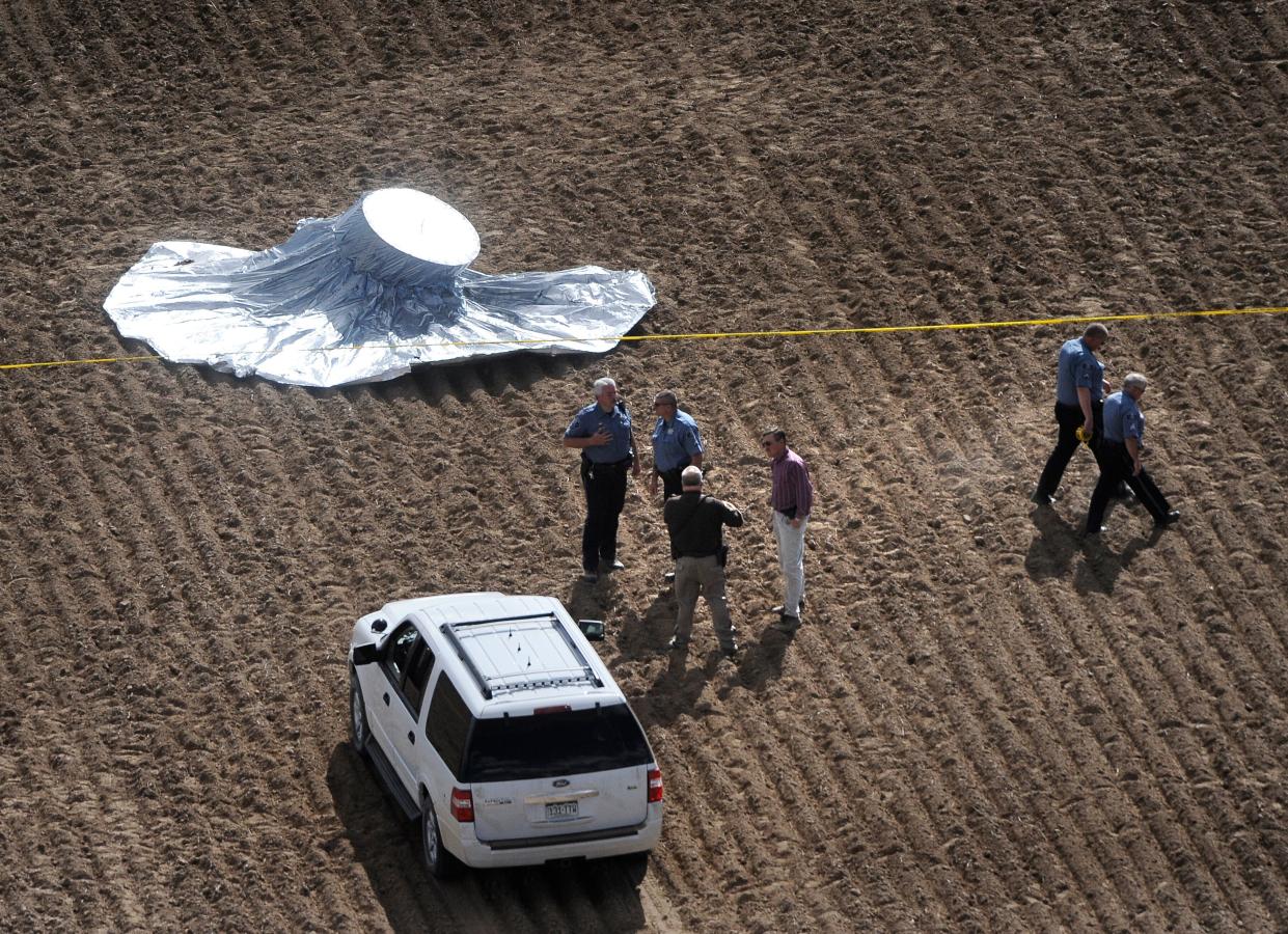 The balloon landed in Weld County, Colorado, after a furious chase by authorities that captivated the nation's attention over concerns for 6-year-old Falcon Heene's safety. (Photo: Craig F. Walker via Getty Images)