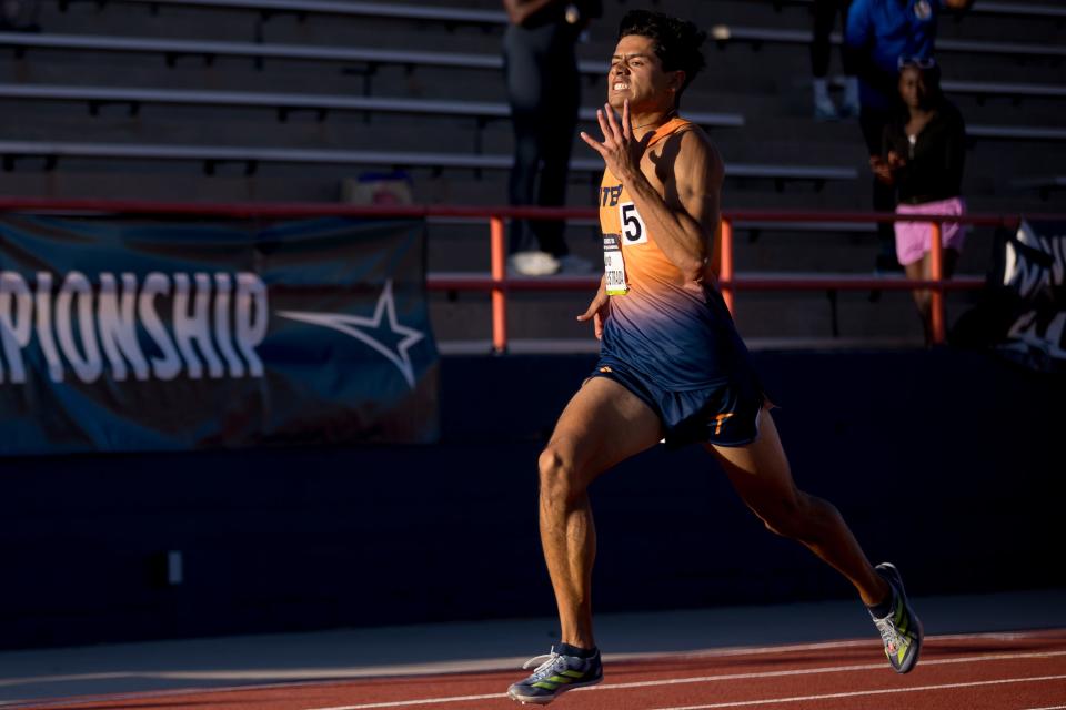 UTEP's Julio Pacheco Estrada competes in the men's 400 meter run during day 3 of Conference USA track and field championships at the Kidd Field at UTEP on Sunday, May 12, 2024.