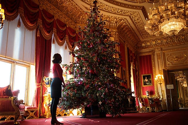 A big Christmas tree and decorated Windsor State Apartment