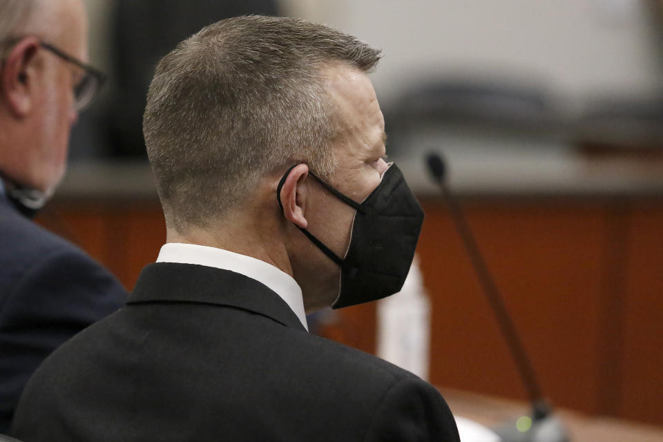 Paul Floresmlistens after a jury found him guilty of murdering Cal Poly student Kristin Smart in Monterey County Superior Court on Tuesday, Oct. 18, 2022, in Salinas, Calif. Jurors unanimously found Flores guilty of first-degree murder. (Laura Dickinson/The Tribune via AP, Pool)