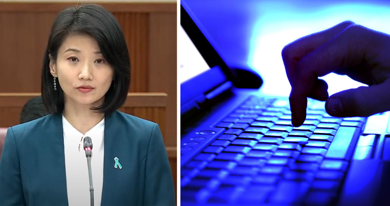 Sun Xueling called out Facebook parent Meta’s lack of cooperation in parliament. (Photos: MCI, Getty Images)