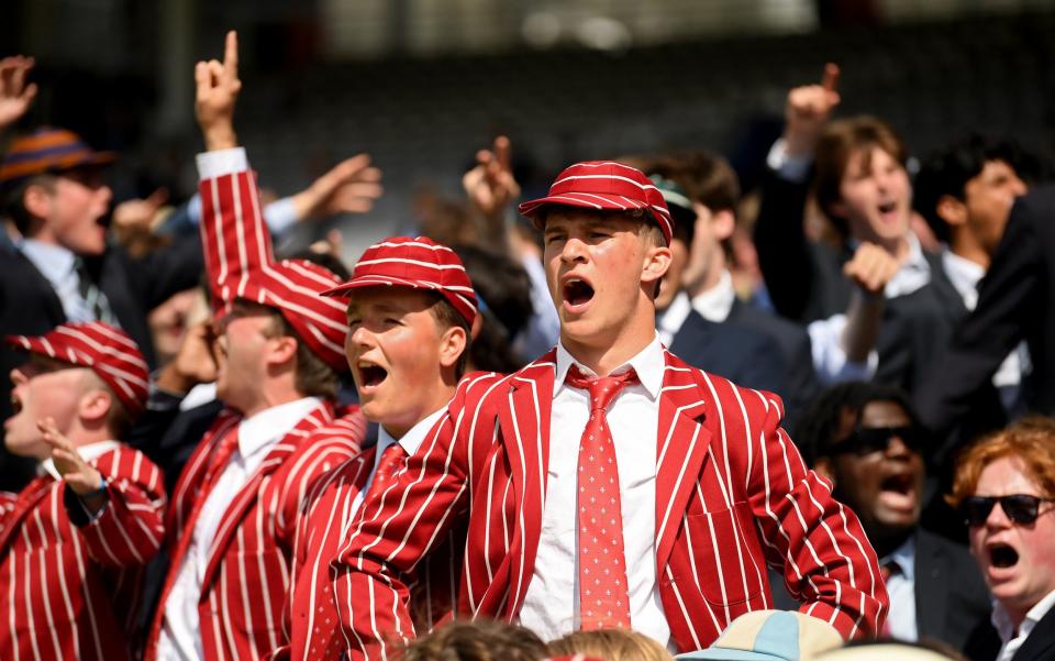 Pupils watch on during the Eton v Harrow Cricket Match at Lord's Cricket Ground on June 28, 2022 in London, England. - GETTY IMAGES