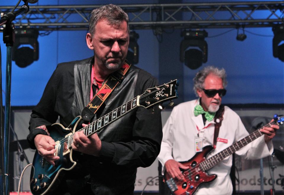 Kevin Taylor, left, opened the K.T. & the Blues Scientists set with nifty guitar work at Garageband Woodstock at the Abilene Convention Center in July 2019. The group will play this weekend's gig, this summer at the Taylor County Coliseum.