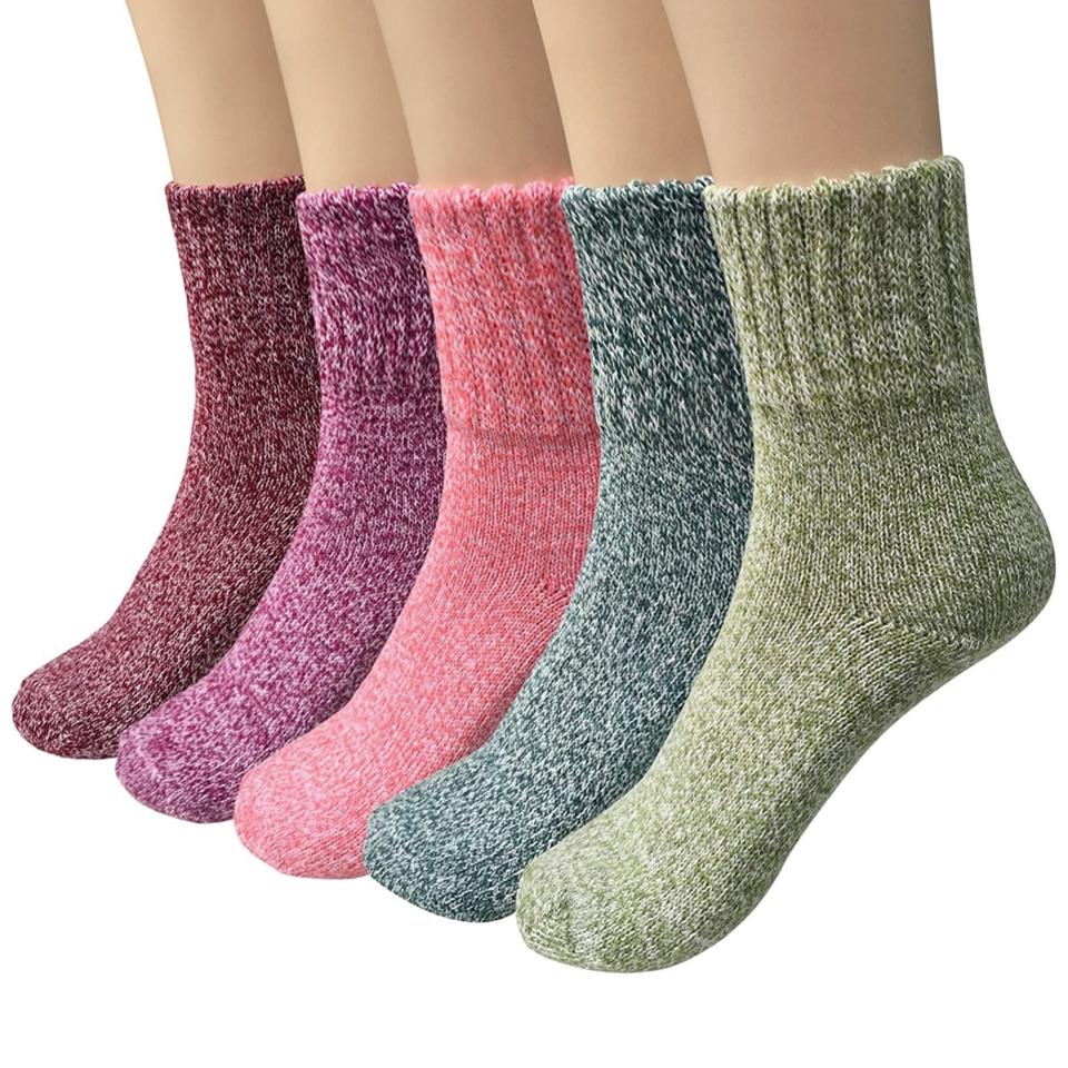 Loritta 5 Pairs Womens Wool Socks Thick Knit Vintage Winter Warm Cozy Crew Socks Gifts-Wool-Socks-Products