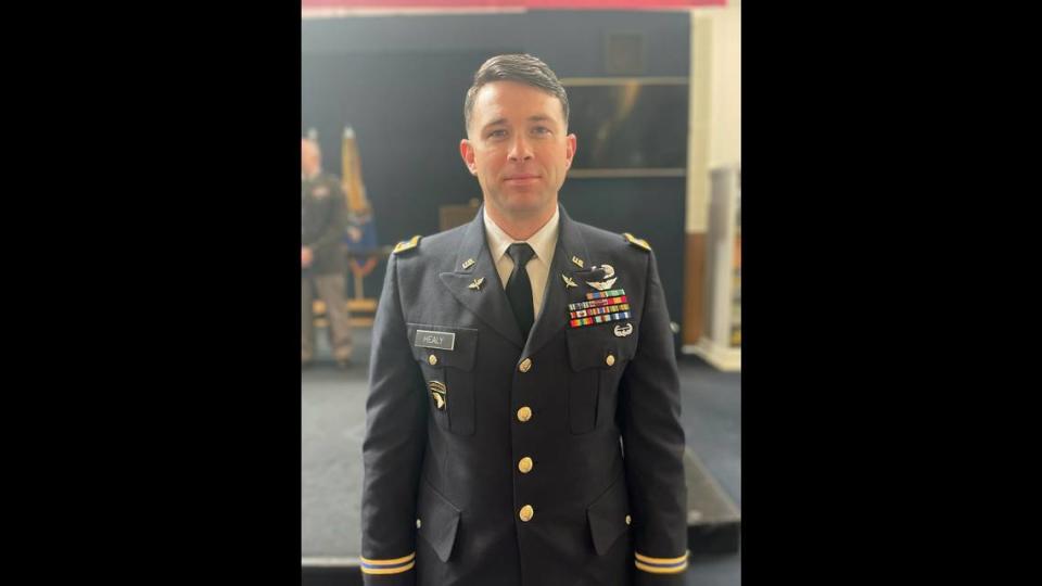 Warrant Officer Aaron Healy, 32, was a aeromedical evacuation pilot for the 101st Airborne Division at Fort Campbell, Ky. when he was killed in a Black Hawk Helicopter crash on March 29, 2023.