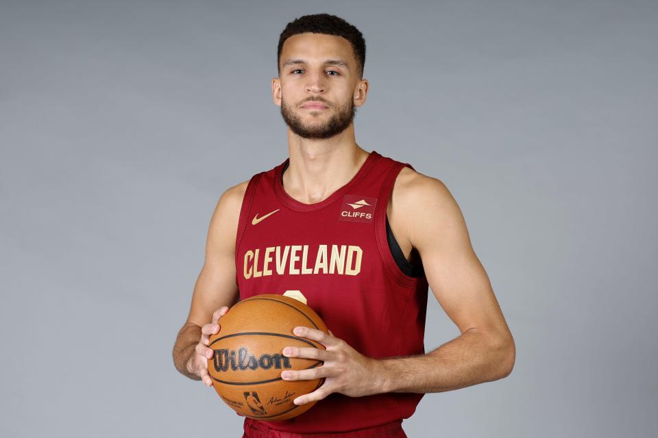 Cavaliers forward Pete Nance poses for a portrait during the team's media day, Monday, Oct.2, 2023, in Cleveland.