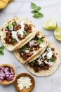 <p>Unlike Spanish chorizo (which is cured), Mexican chorizo is made with fresh ground pork and seasoned with chile peppers. For chorizo tacos, the raw pork is removed from the casing and cooked until crisp for a spicy taco that’s loaded with flavor.</p><p><strong>Get the recipe at <a href="https://ourbalancedbowl.com/chorizo-tacos-with-cilantro-lime-crema/" rel="nofollow noopener" target="_blank" data-ylk="slk:Our Balanced Bowl;elm:context_link;itc:0;sec:content-canvas" class="link ">Our Balanced Bowl</a>.</strong></p><p><a class="link " href="https://go.redirectingat.com?id=74968X1596630&url=https%3A%2F%2Fwww.walmart.com%2Fsearch%2F%3Fquery%3Dmeasuring%2Bcup&sref=https%3A%2F%2Fwww.thepioneerwoman.com%2Ffood-cooking%2Fmeals-menus%2Fg36008054%2Ftypes-of-tacos%2F" rel="nofollow noopener" target="_blank" data-ylk="slk:SHOP MEASURING CUPS;elm:context_link;itc:0;sec:content-canvas">SHOP MEASURING CUPS </a></p>