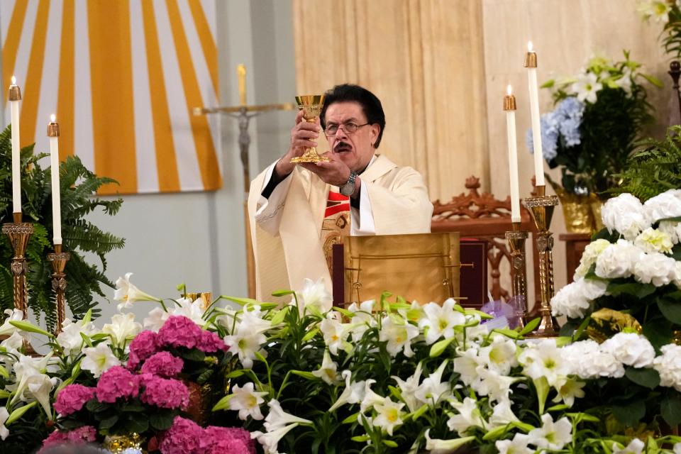 Pastor Fernando Guillen, is shown at St. Francis of Assisi Church, in Ridgefield Park, during Easter service.  During the service it was announced that he has been appointed as pastor.  Sunday, April 9, 2023 