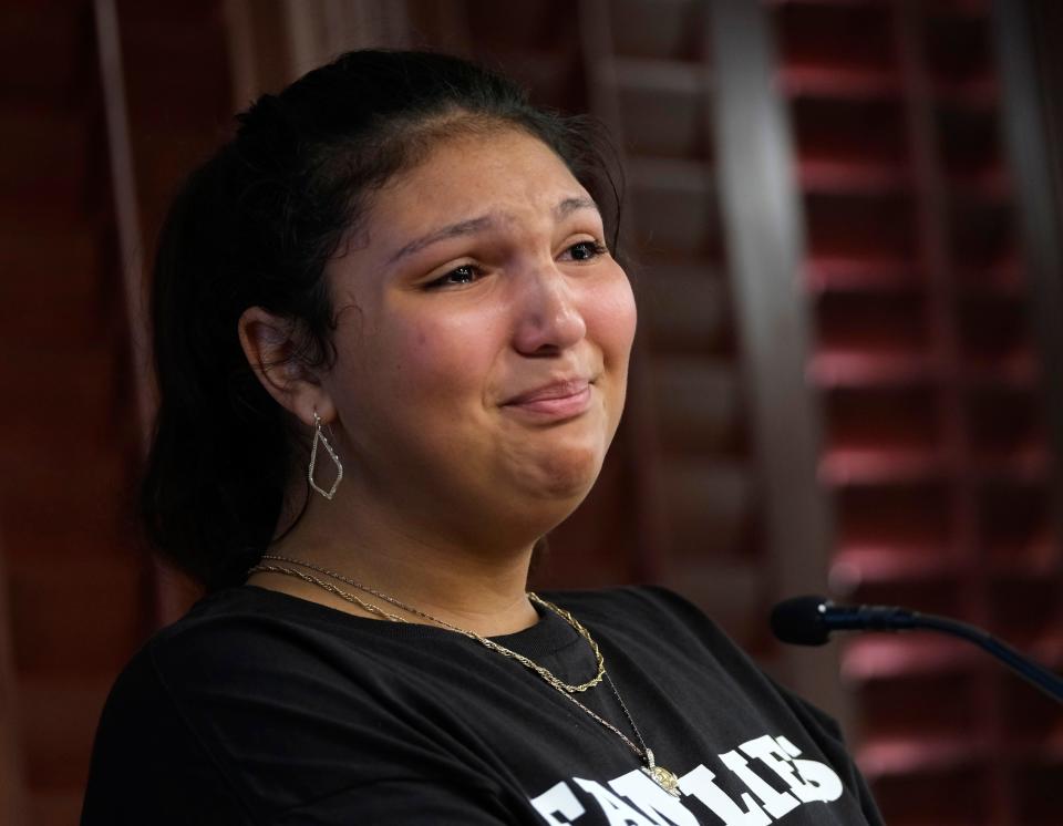 Paris Davis, a current student at Insight School, pleads for a no vote on a new rule proposal Wednesday during an Oklahoma State Board of Education.