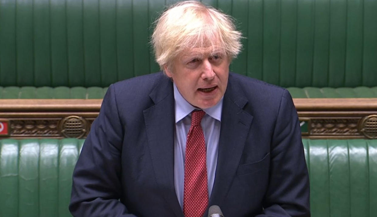 Prime Minister Boris Johnson speaks during Prime Minister's Questions in the House of Commons, London.