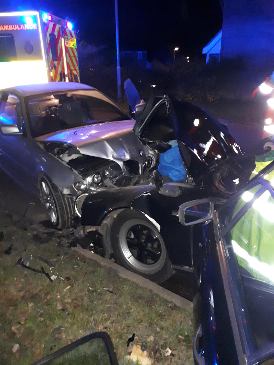 The Porsche driver injured his femur. (Cambridgeshire Constabulary/SWNS)