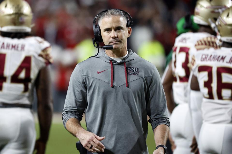Florida State coach Mike Norvell, seen here walking the sidelines during his team' s scoreless second half against North Carolina State, hopes a two-game losing skid is just a temporary blip on what started out as a promising season.