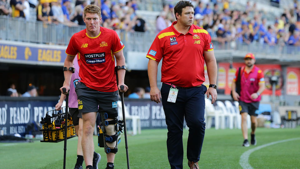 Matt Rowell is making progress in his recovering from an injury he suffered back in March. (Photo by Will Russell/AFL Photos via Getty Images)