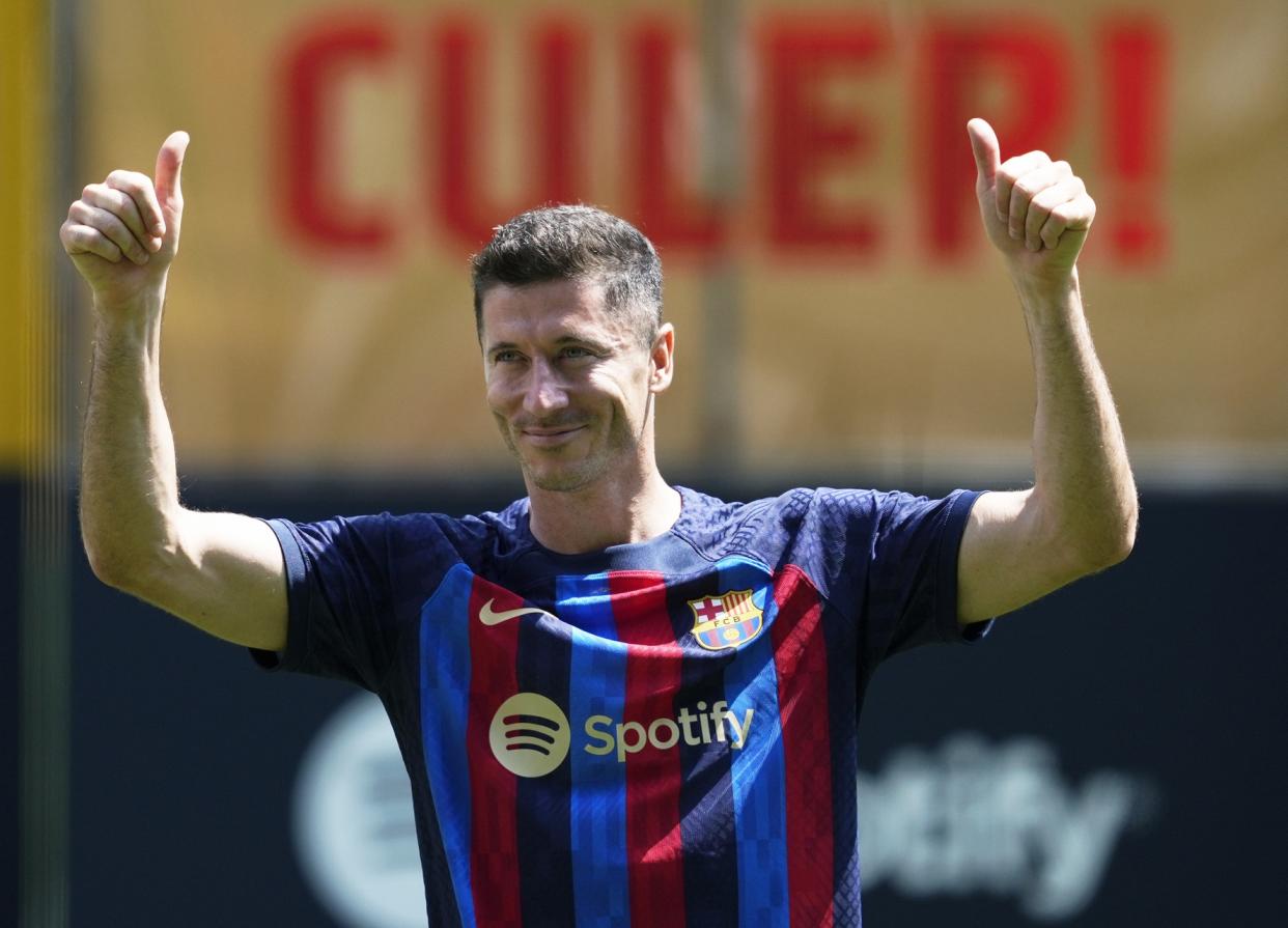 Presentación de Lewandowski como jugador del Barça en Barcelona