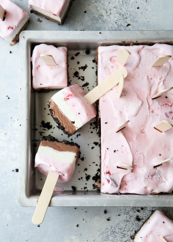 Get the Neapolitan Ice Cream Pops recipe from Completely Delicious