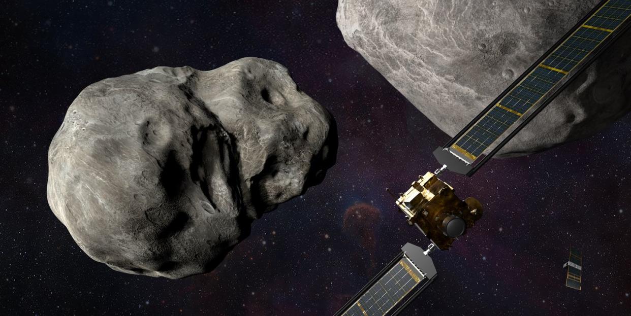 dart asteroid mission art rendering before impact