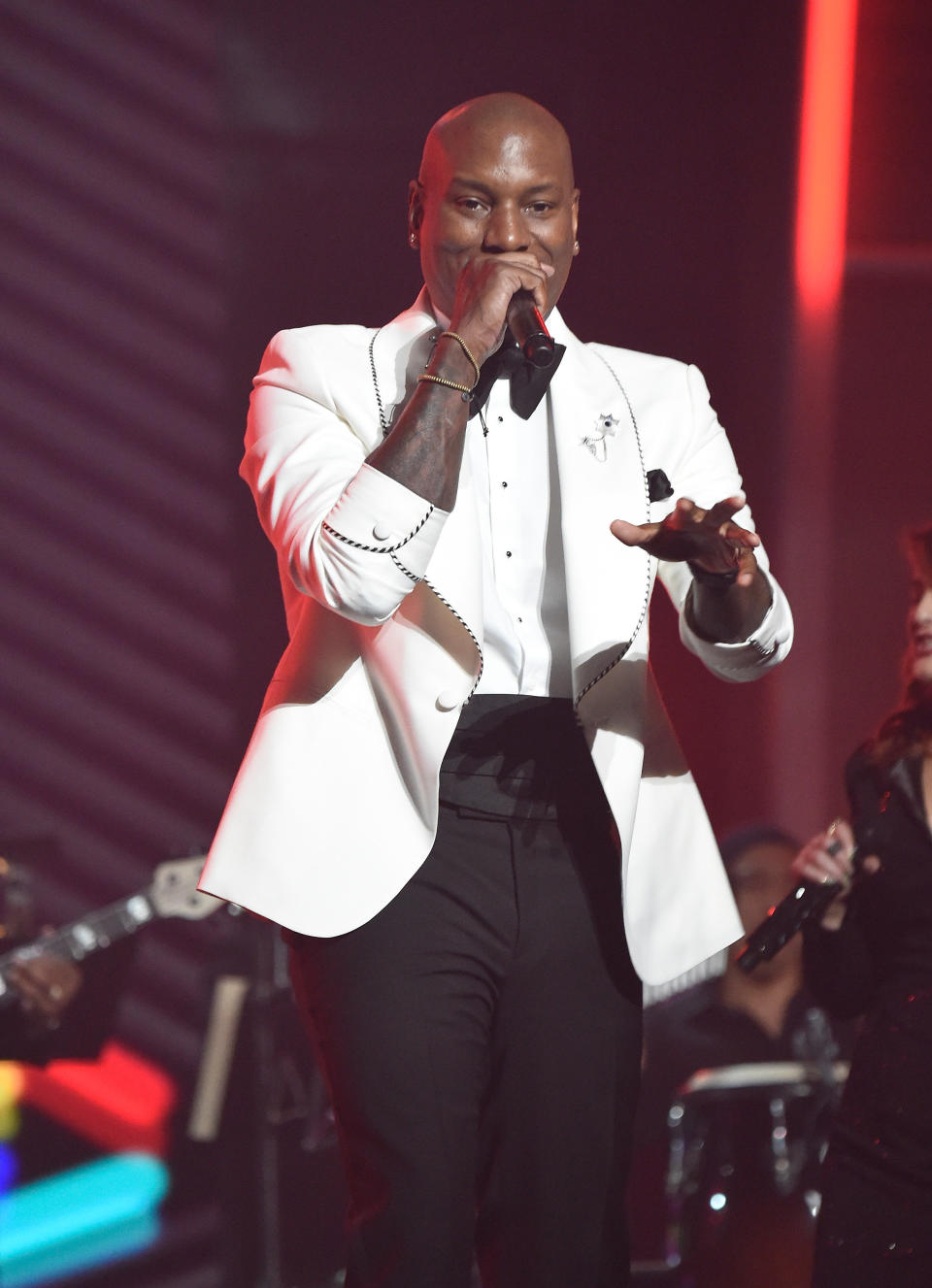 LOS ANGELES, CA - FEBRUARY 15:  Tyrese Gibson performs onstage during The 58th GRAMMY Awards at Staples Center on February 15, 2016 in Los Angeles, California.  (Photo by Kevin Mazur/WireImage)