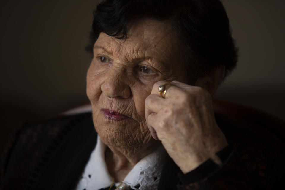 <p> In this Wednesday, Jan. 23, 2019 photo, Holocaust survivor Cipora Feivlovich gives an interview to The Associated Press at her house in Jerusalem. As the world commemorates the anniversary of the liberation of Auschwitz on International Holocaust Remembrance Day, death camp survivor Feivlovich marks her own personal milestone as she turns 92. She’s spent her most recent birthdays recounting to audiences in Israel and Germany her harrowing experiences in the infamous camp, where her parents, brother and best friends all perished. (AP Photo/Sebastian Scheiner) </p>