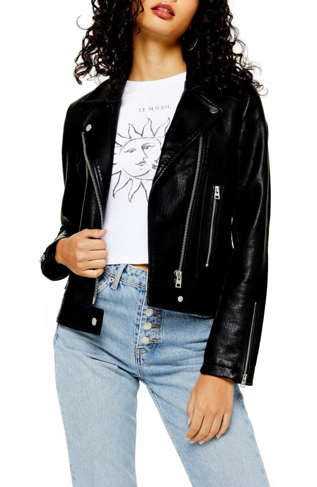 Topshop Faux Leather Biker Jacket, $95, Nordstrom