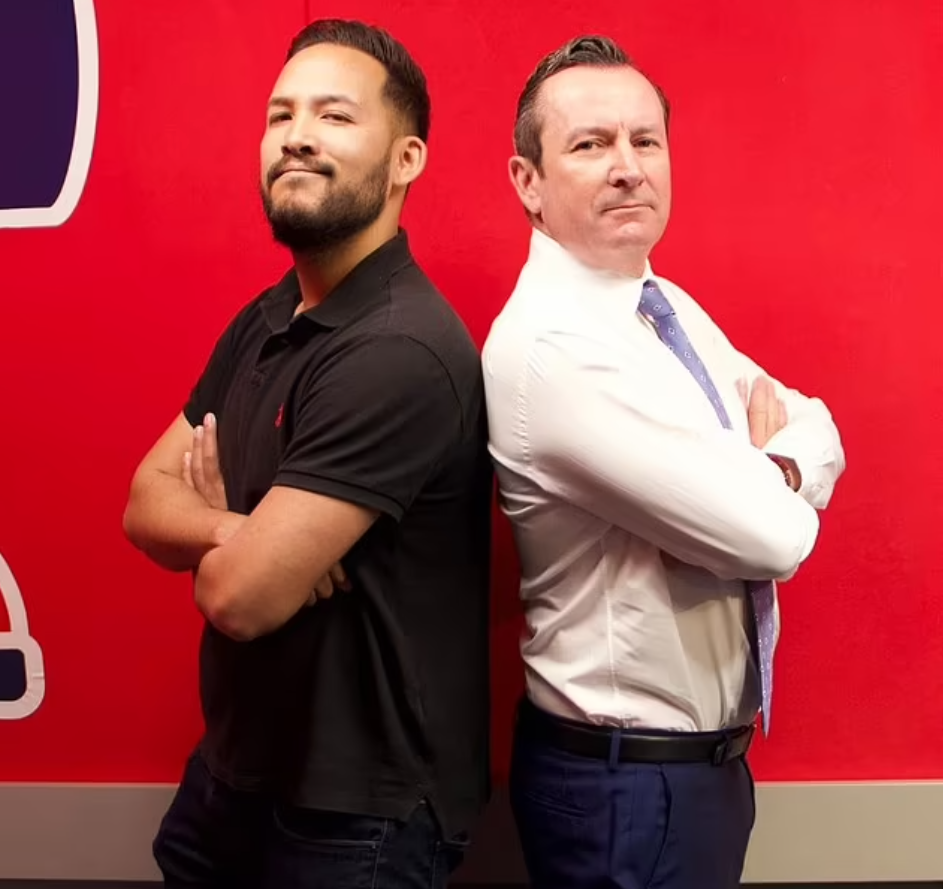 Jermaine D'Vauz with WA Premier Mark McGowan