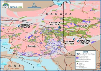 Figure 4 – Map of Power Metals current project in northeastern Ontario and northwestern Quebec, Canada (CNW Group/POWER METALS CORP)