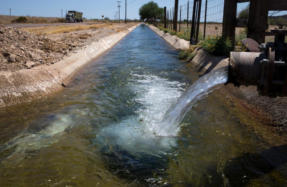 Groundwater is pumped into a canal south of Salome.