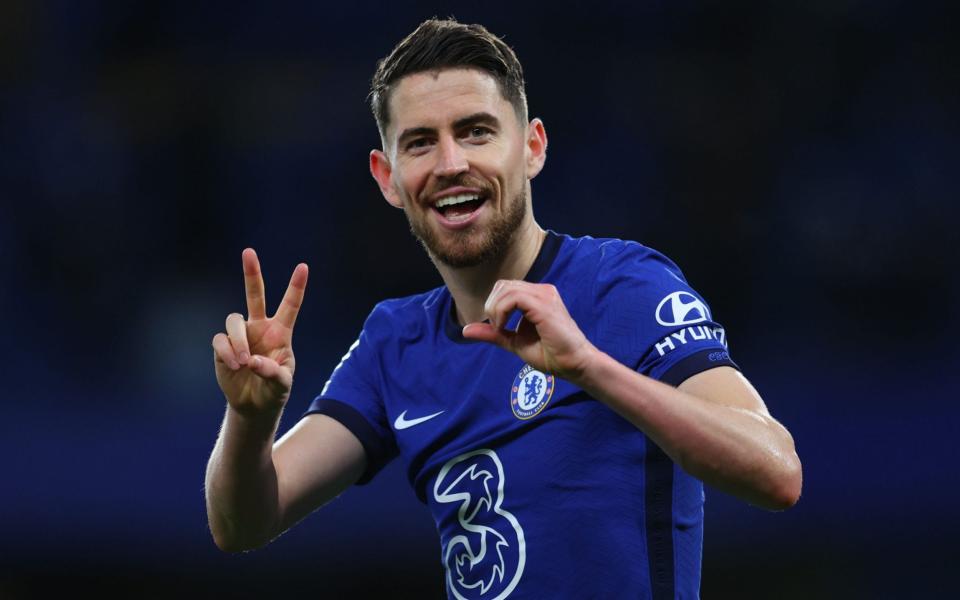 Chelsea's Jorginho celebrates scoring their second goal  - Pool via REUTERS/Catherine Ivill 