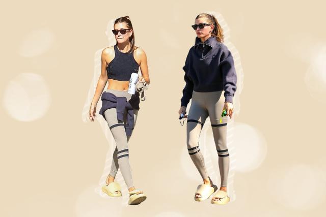 Haileybieber masters the vinyl leggings trend sporting the most