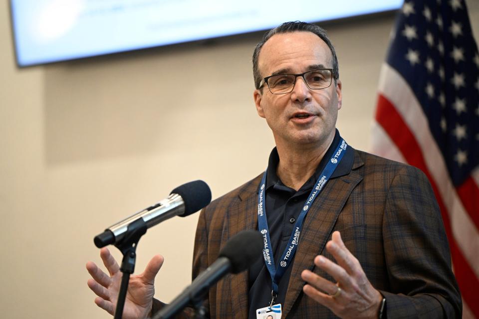 Tom Lewis, president and chief operating officer of Tidal Basin Group, talked about the need to build resilient infrastructure during the center’s 2024 Hurricane Season Forecast Day program, April 4.