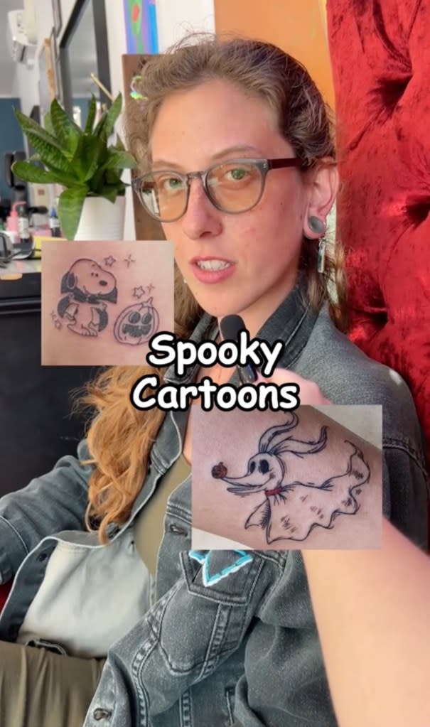 Disney characters and spooky cartoons, one artist said, are among the more popular ink designs among millennials. TikTok / @axiomtattoo