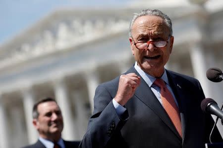 Senate Minority Leader Chuck Schumer speaks during a press conference for the Democrats' new economic agenda on Capitol Hill in Washington, U.S., August 2, 2017. REUTERS/Aaron P. Bernstein