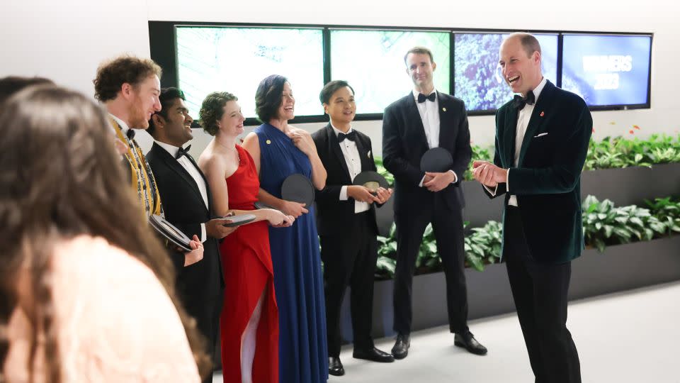 The Prince of Wales speaks with the winners of the 2023 Earthshot Prize following the awards ceremony on Tuesday night. - Chris Jackson/Getty Images