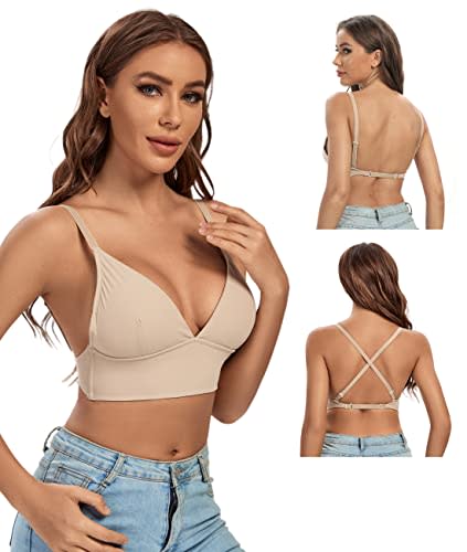 Low Back Bras For Women Push Up Deep V Neck Backless Bra